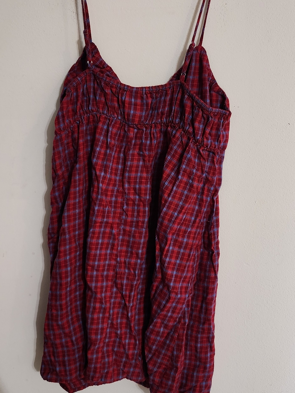 Wild Fable Red Blue Plaid Tie Front Babydoll Mini Dress XL - Picture 5 of 5